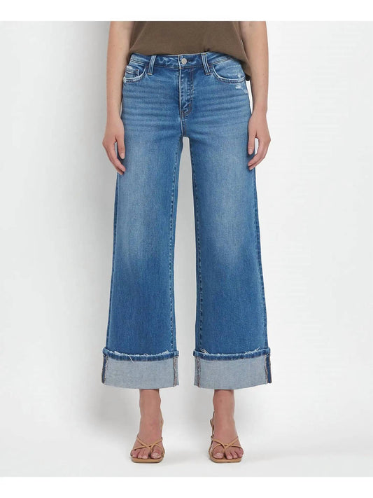 Just Black Denim - Women's High Rise Cuffed Wide Jeans