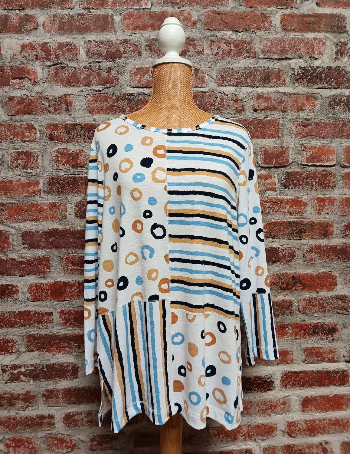 Multiples - Mixed Print Scoop Neck Knit Top