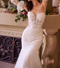 Ladivine Strapless Glove Mermaid Bridal Gown in off white - women's dress - detail view