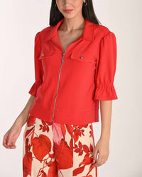 Frank Lyman - Casual Collared Zipper Top
