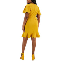 Kasper - Women's Knit Flutter Sleeves Sheath Dress