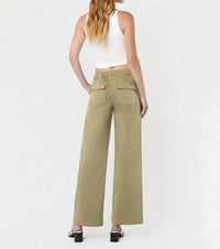 Vervet By Flying Monkey - High Rise Elastic Drawstring Baggy Wide Jeans