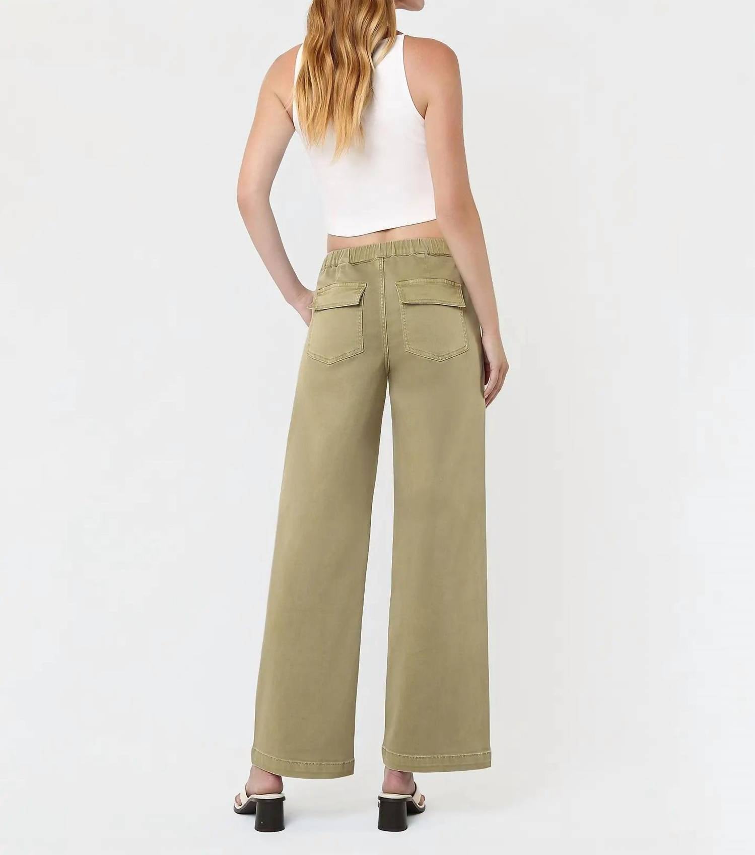 Vervet By Flying Monkey - High Rise Elastic Drawstring Baggy Wide Jeans