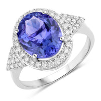 Diana M Jewels Women's Oval Natural Tanzanite Fashion Ring (3.97 Ct) - Signature Plus in 14k white gold - women's jewelry