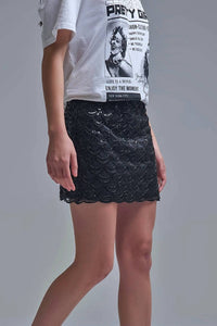 Q2 - Scalloped Sequin Mini Skirt