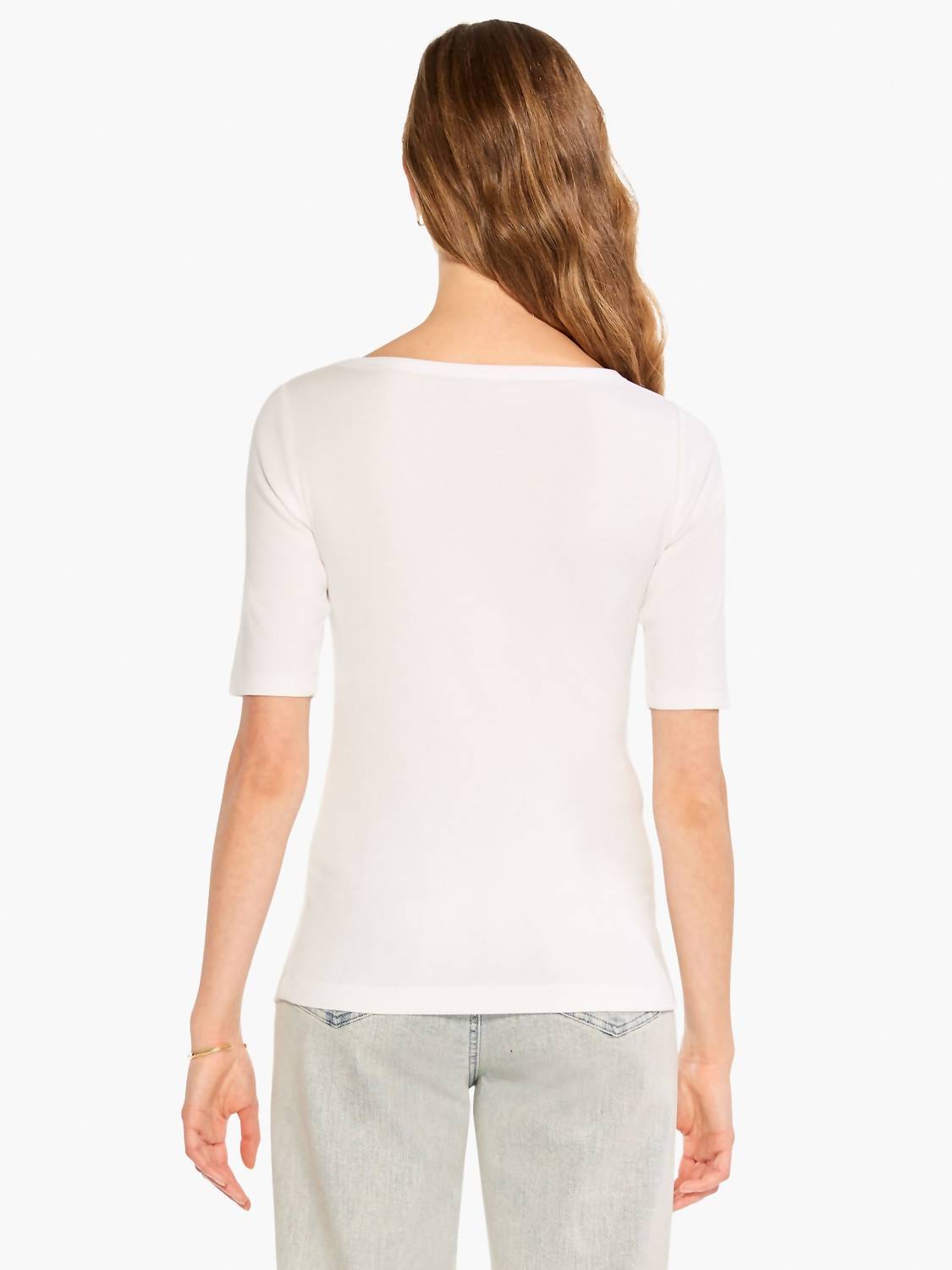 Nic + Zoe - Perfect Knit Rib Elbow Sleeve Boatneck Tee