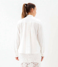 Karen Kane - Long Sleeve Linen Button-Up Shirt