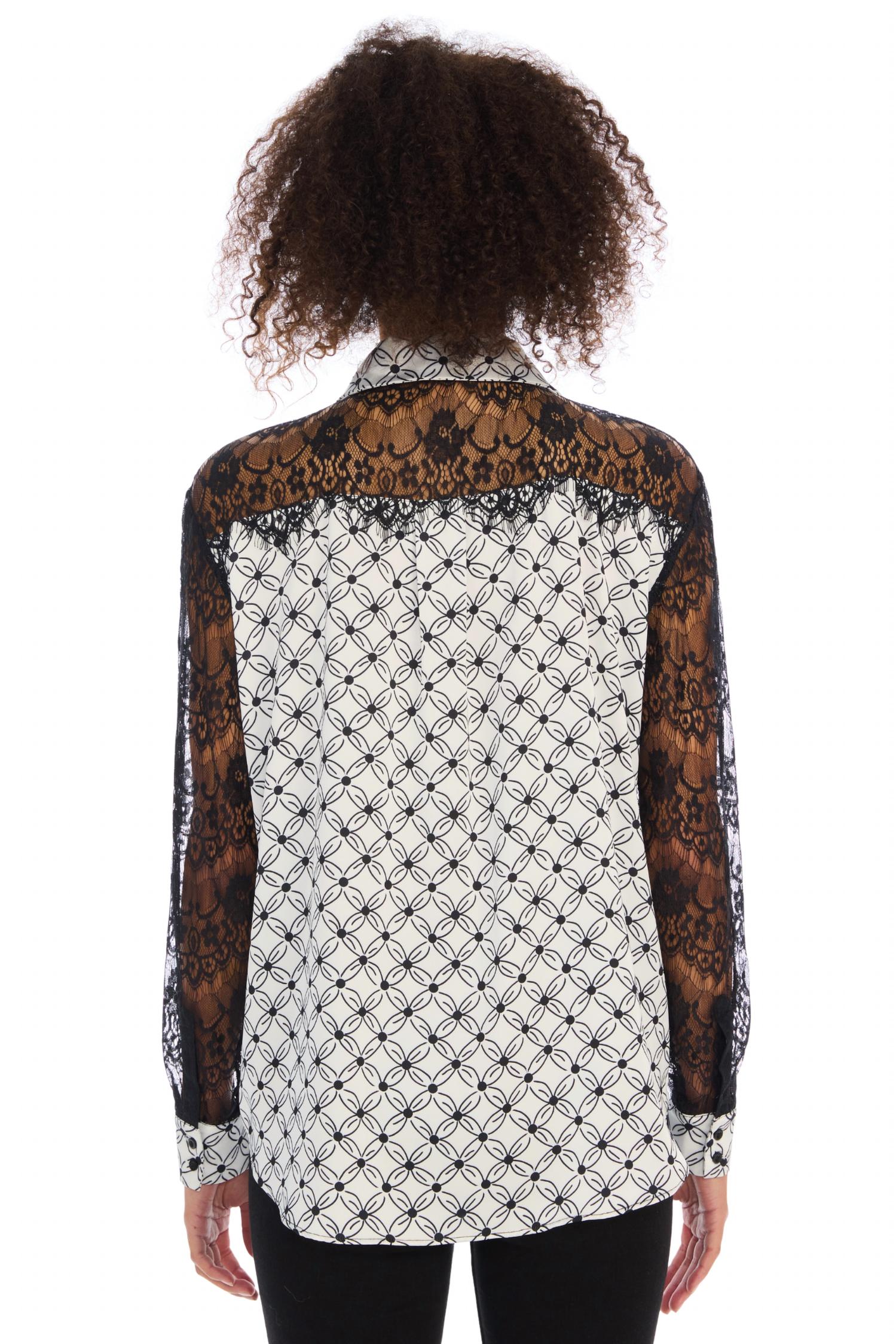 ALLISON NEW YORK Liliana Long Sleeve Shirt in black tiles - women's shirt - alternate view