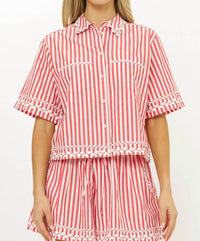 Oliphant - Parker Short Sleeve Striped Top