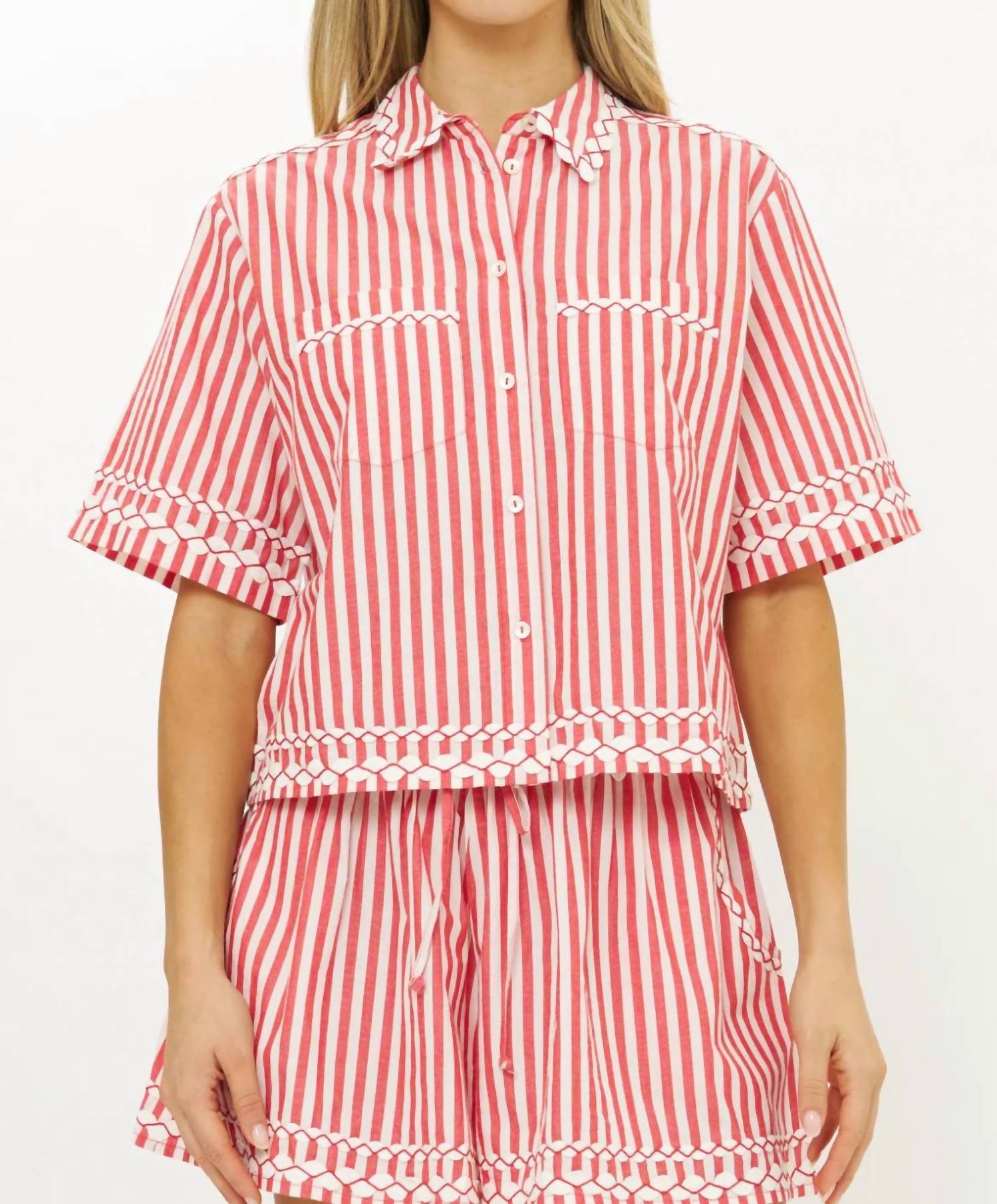 Oliphant - Parker Short Sleeve Striped Top
