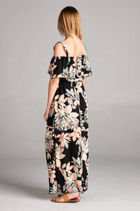 Hailey & Co - Ruffle Neckline Floral Maxi Dress