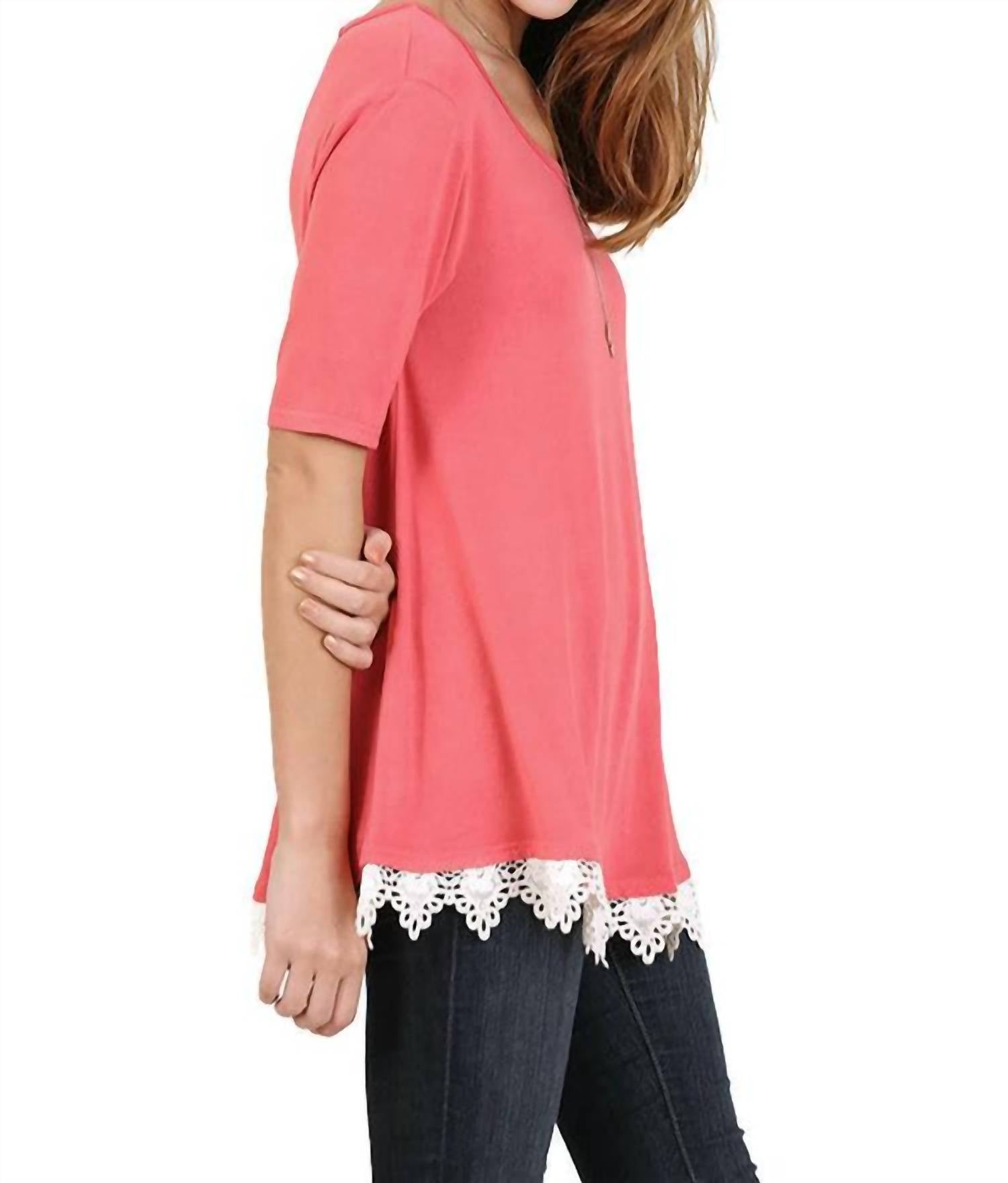 Umgee - Crochet Trim Lace Up Drawstring Top