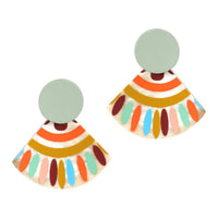 Sunshine Tienda - Women's Apricot Sunset Tile Earrings