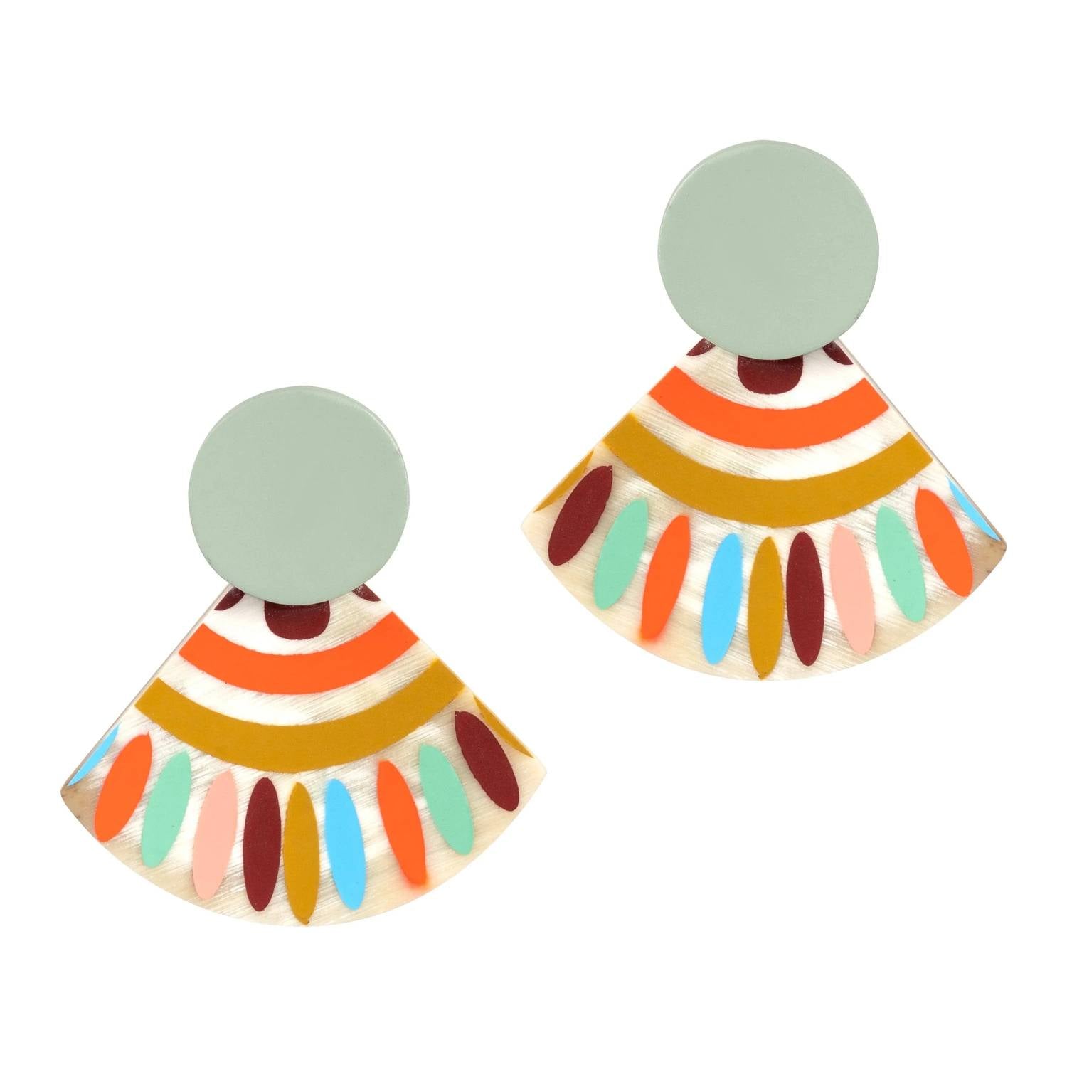 Sunshine Tienda - Women's Apricot Sunset Tile Earrings