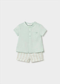 Mayoral - Boy's Mao Collar Stripe Short Set