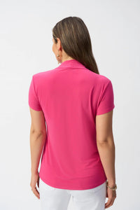 Joseph Ribkoff - Draped V-neckline Short Sleeve Top