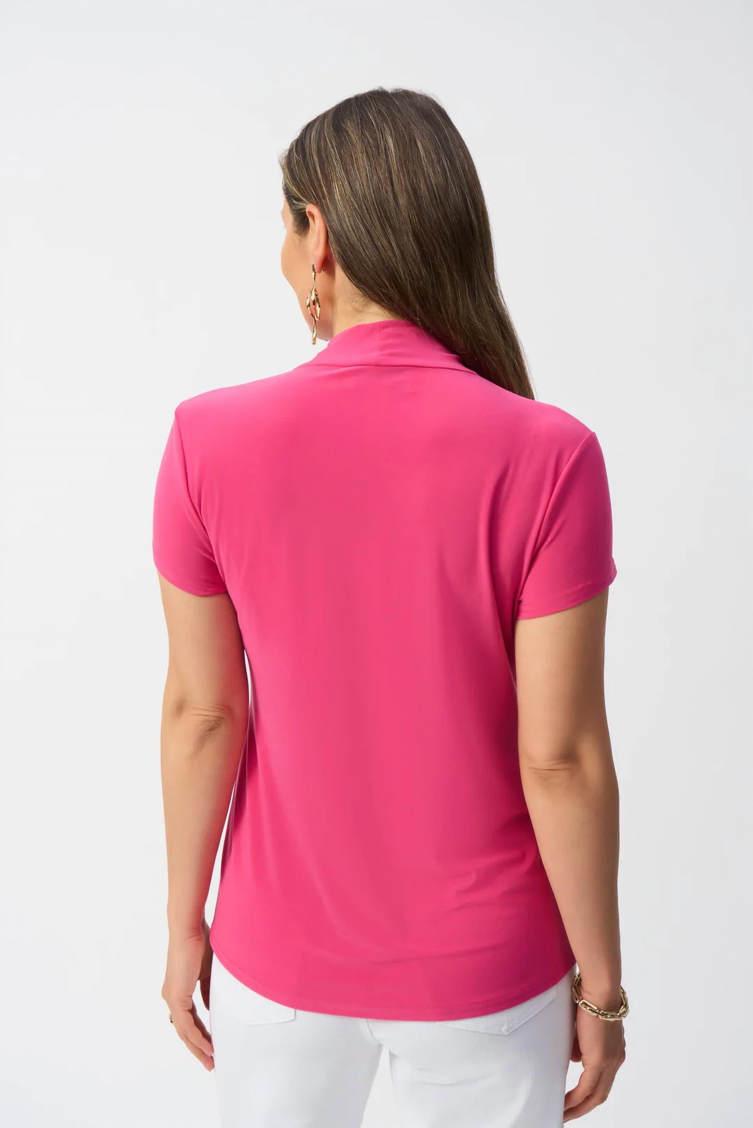 Joseph Ribkoff - Draped V-neckline Short Sleeve Top