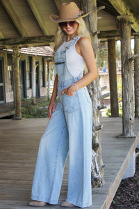 Hidden - Dylan A-line Super Wide Leg Overalls