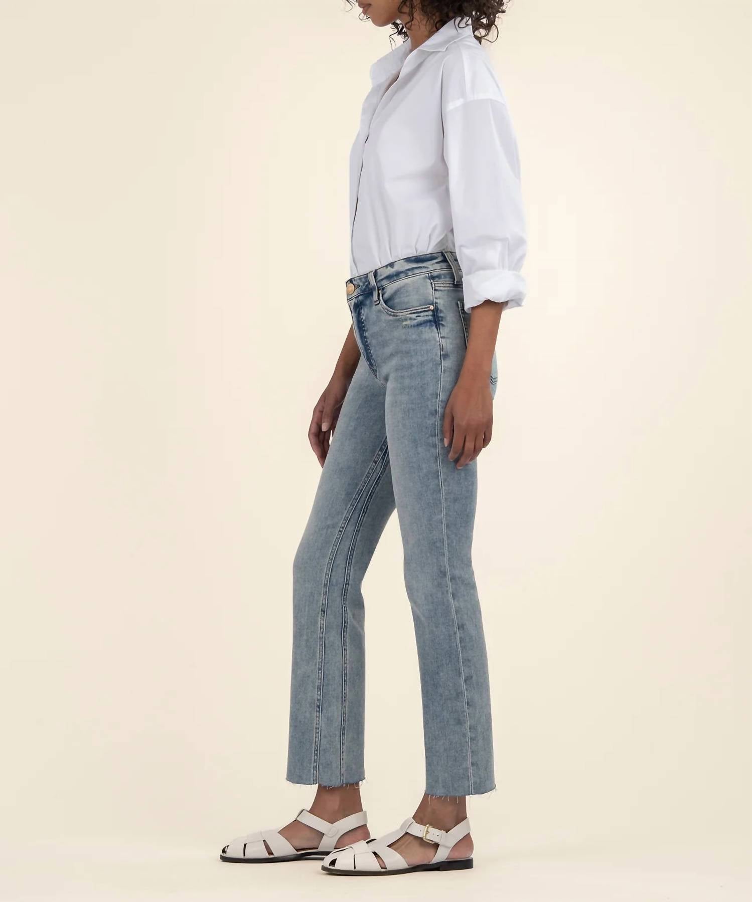 KUT FROM THE KLOTH Kelsey High Rise Fab Ab Ankle Flare Jeans in devotion - women's jeans - alternate view