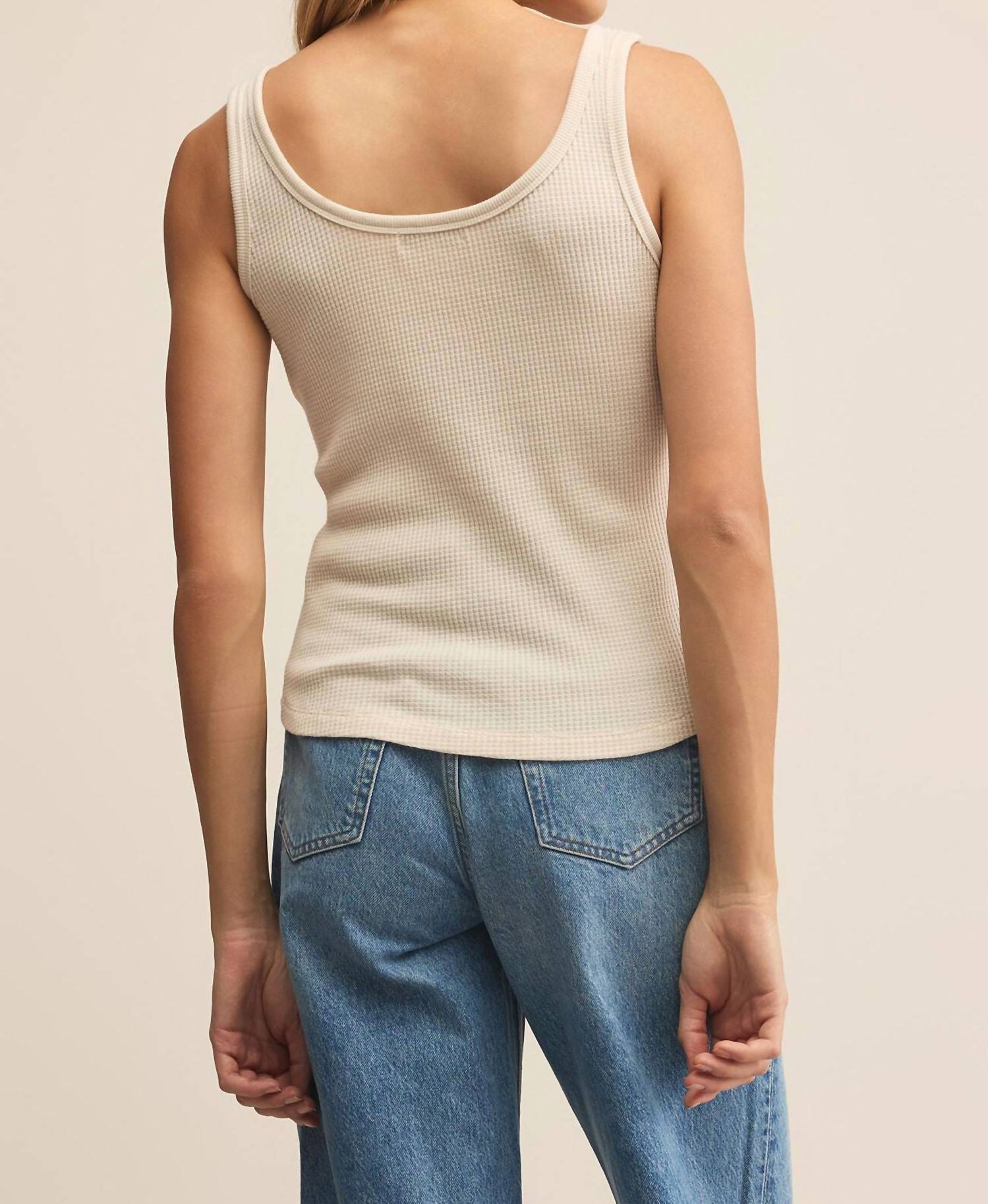 Z Supply Starling Mini Thermal Tank Top in crystal - women's tank top - alternate view