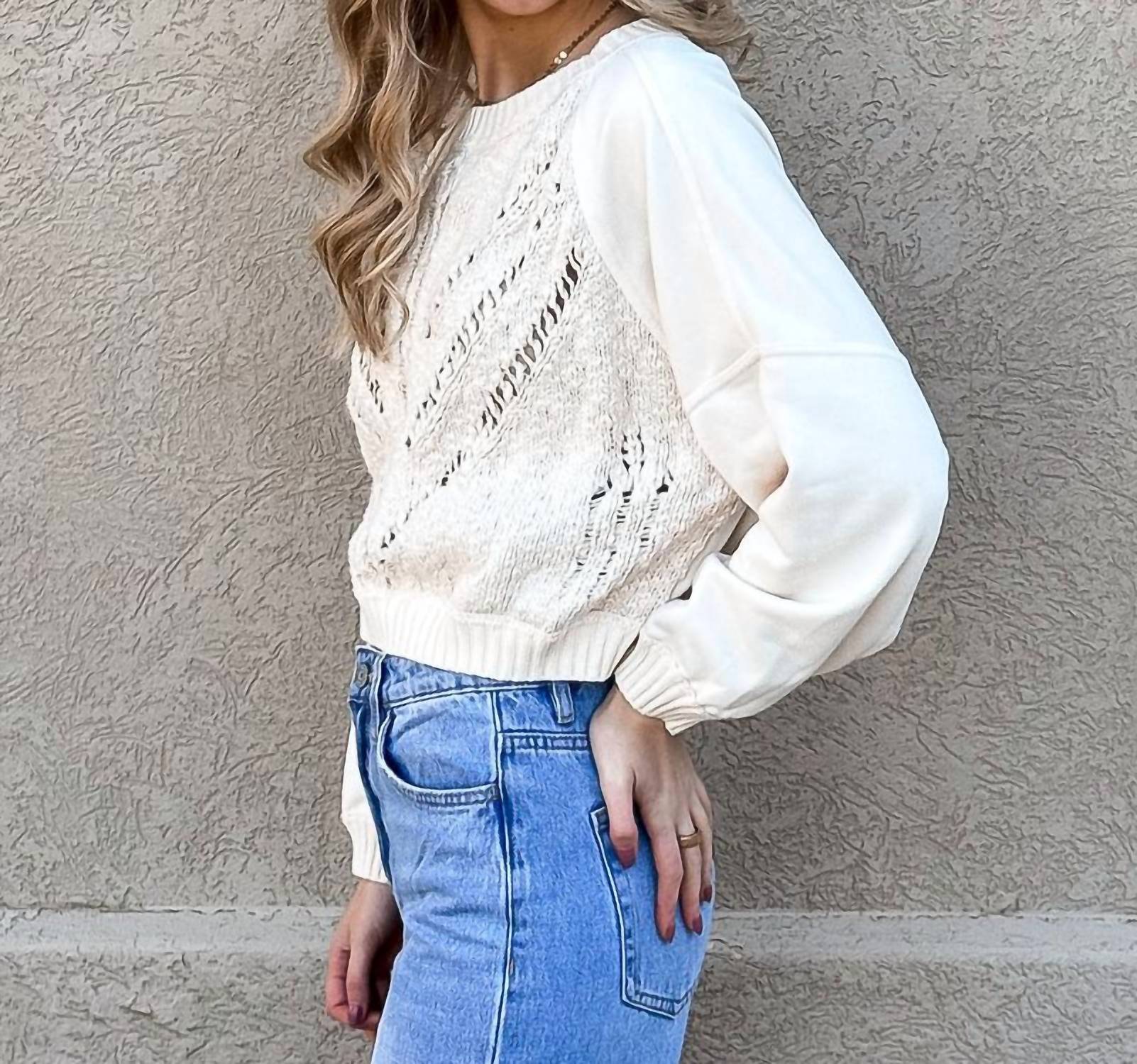 So Me - Cable Sweater Front Sweatshirt