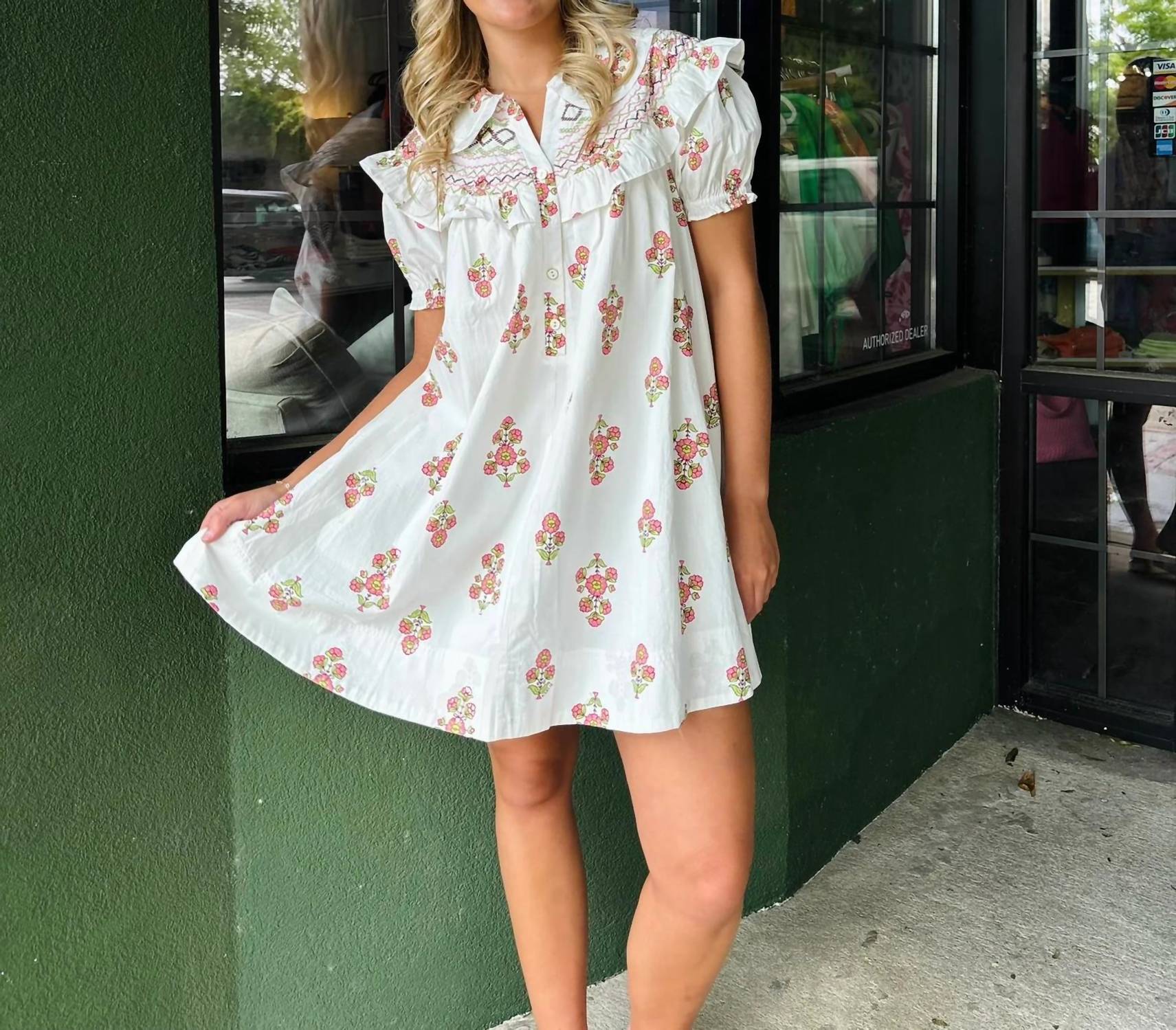 Karlie - Floral Embroidered Dress