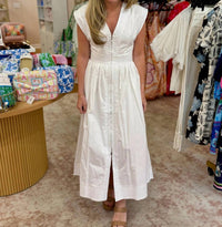 Tcec - Cap Sleeve V-Neck Midi Dress