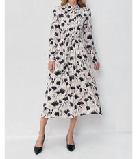 Miss Finch Nyc - Modest Floral Midi Dress with Light Front Tie