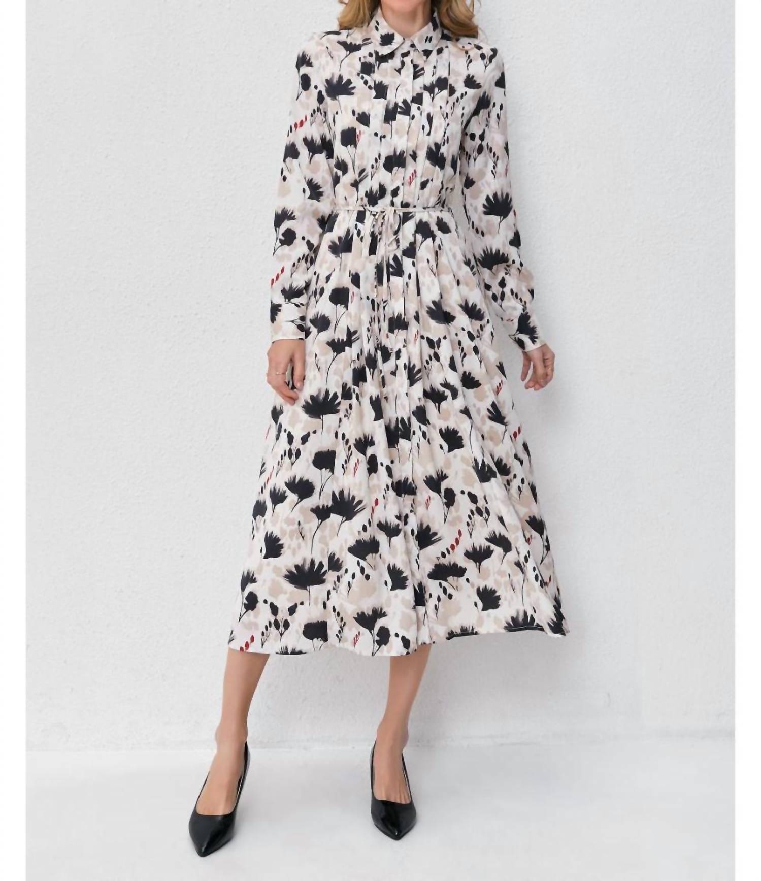 Miss Finch Nyc - Modest Floral Midi Dress with Light Front Tie