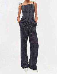 SIMKHAI Edie Square Neck Top in midnight stripe - women's shirt - view 4