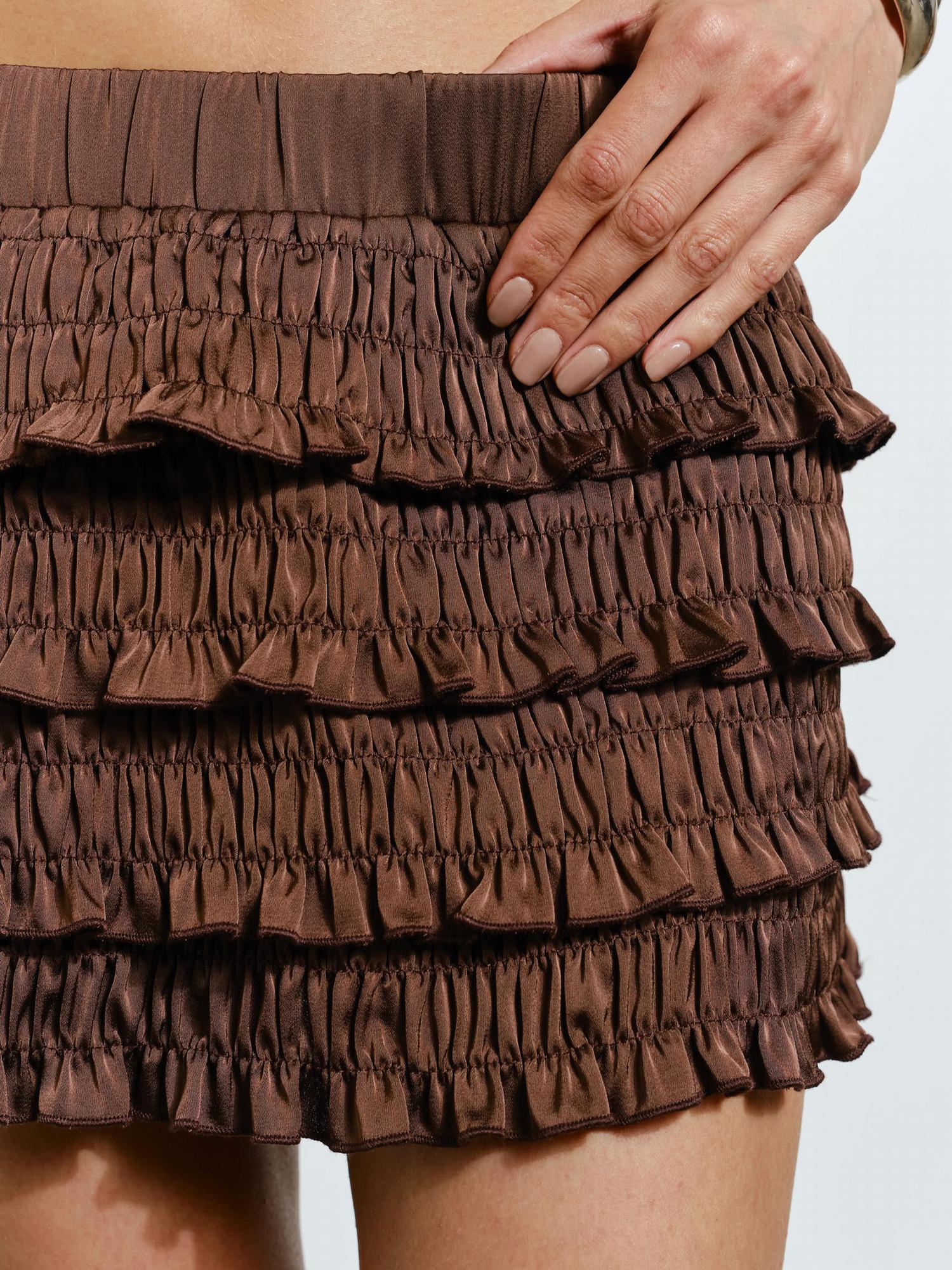 Loucia Cheyenne Mini Skort in brown - women's shorts - alternate view