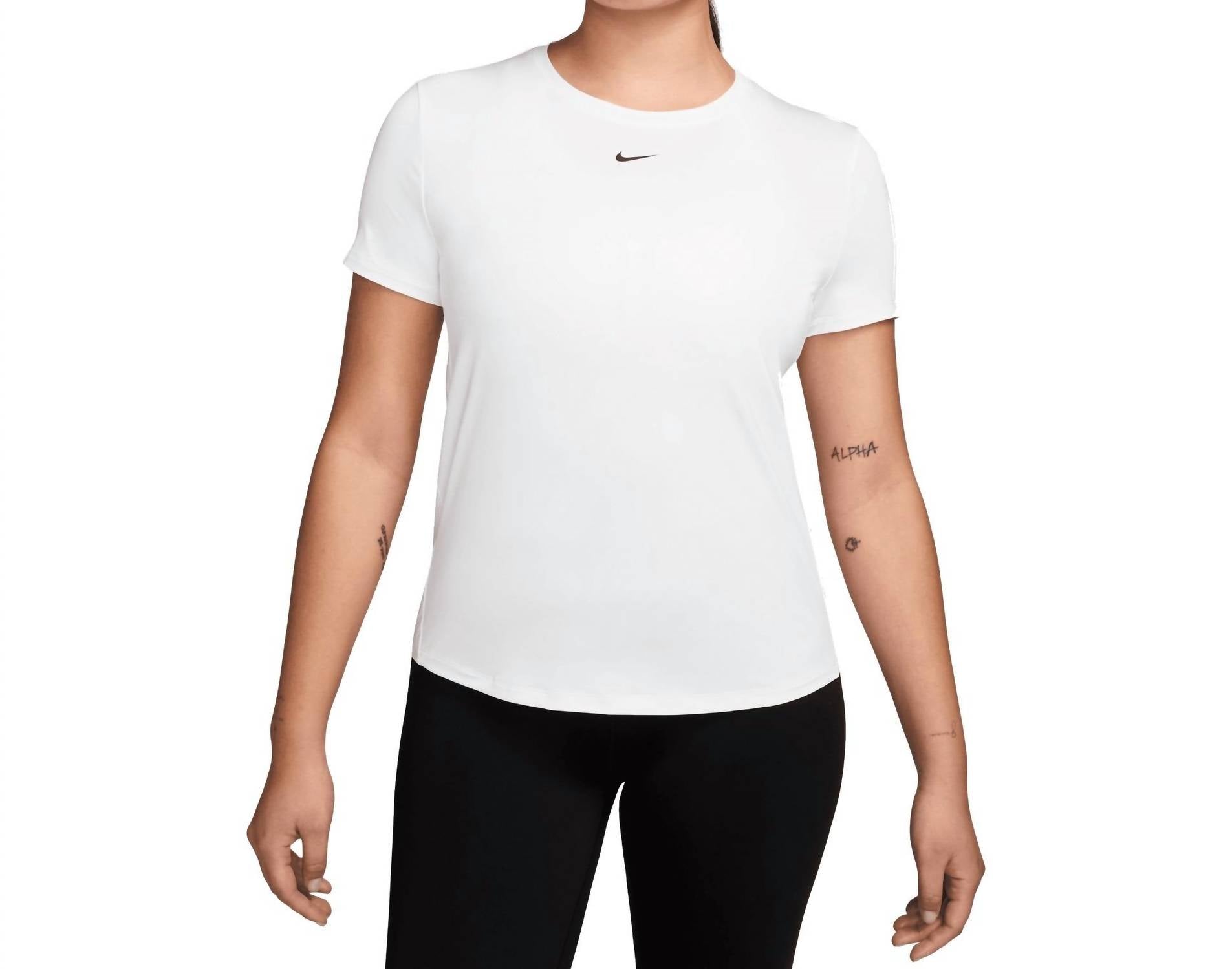 NIKE One Classic Dri-fit Short Sleeve Top in tattoo white - women's t-shirt