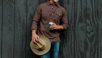 Criquet Long Sleeve Players Shirt in espresso martini - men's long sleeve top - alternate view