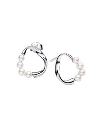 Pandora - Organically Shaped Circle & Treated Freshwater Cultured Pearls Stud Earrings