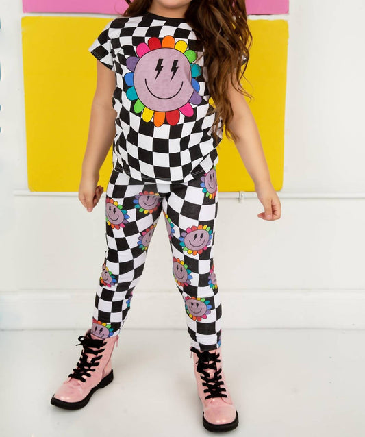 Checkered Rainbow Daisy Pants