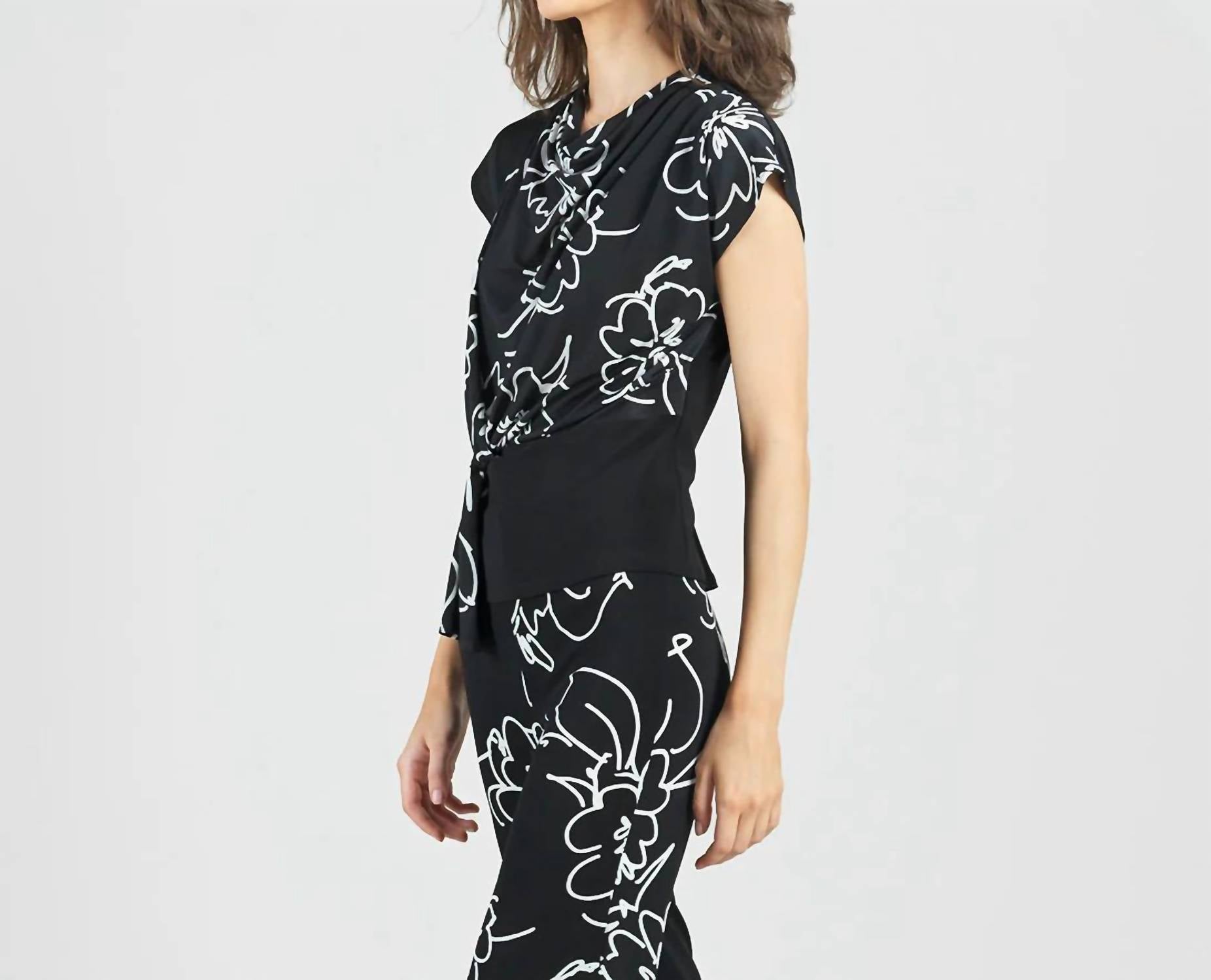 Clara Sunwoo - Drape Neck Floral Top