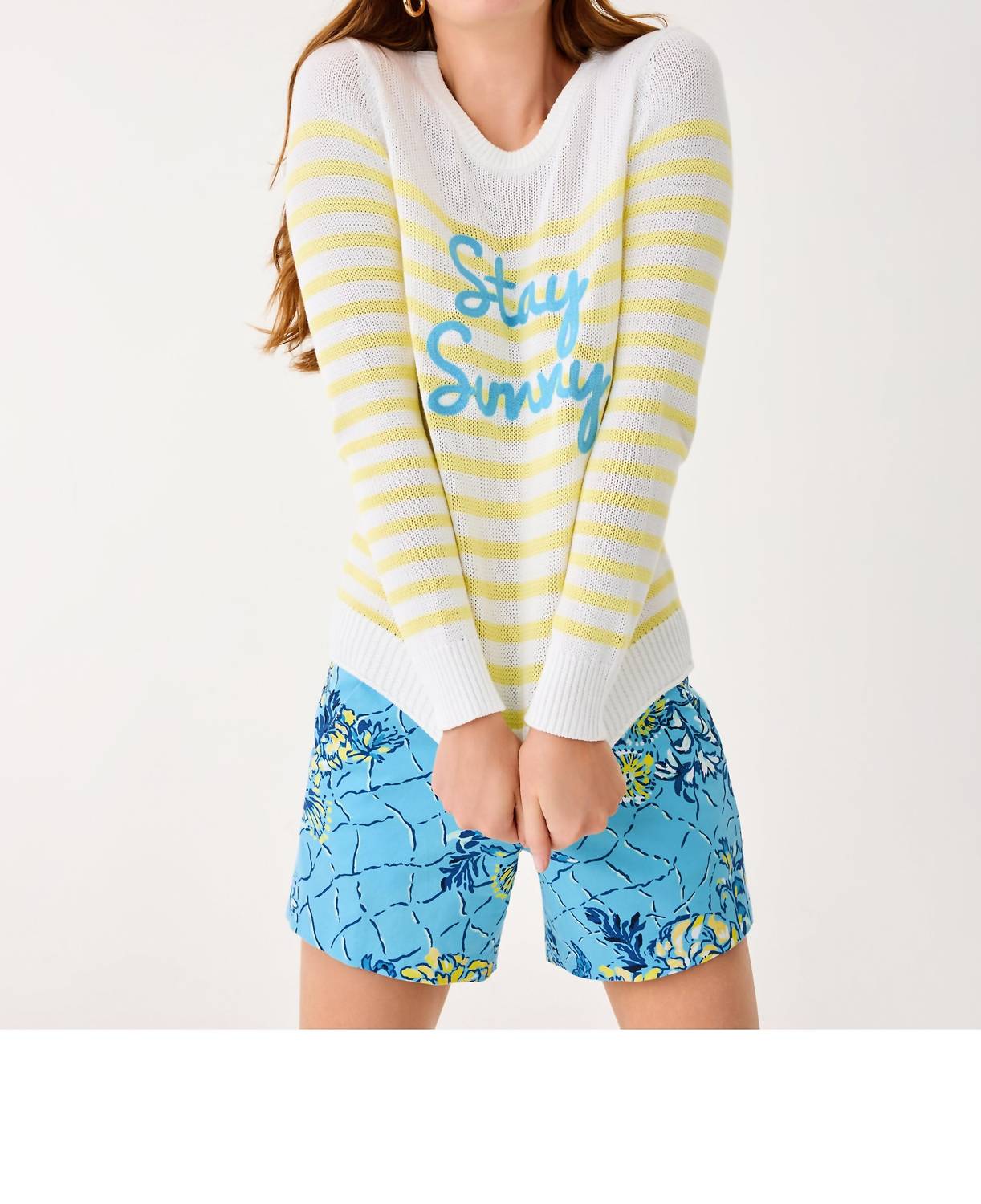 Lilly Pulitzer Kelsa Long Sleeve Sweater in resort white stay sunny - women's sweater - view 4