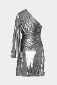 LINDEN PLEATED LAME DRESS