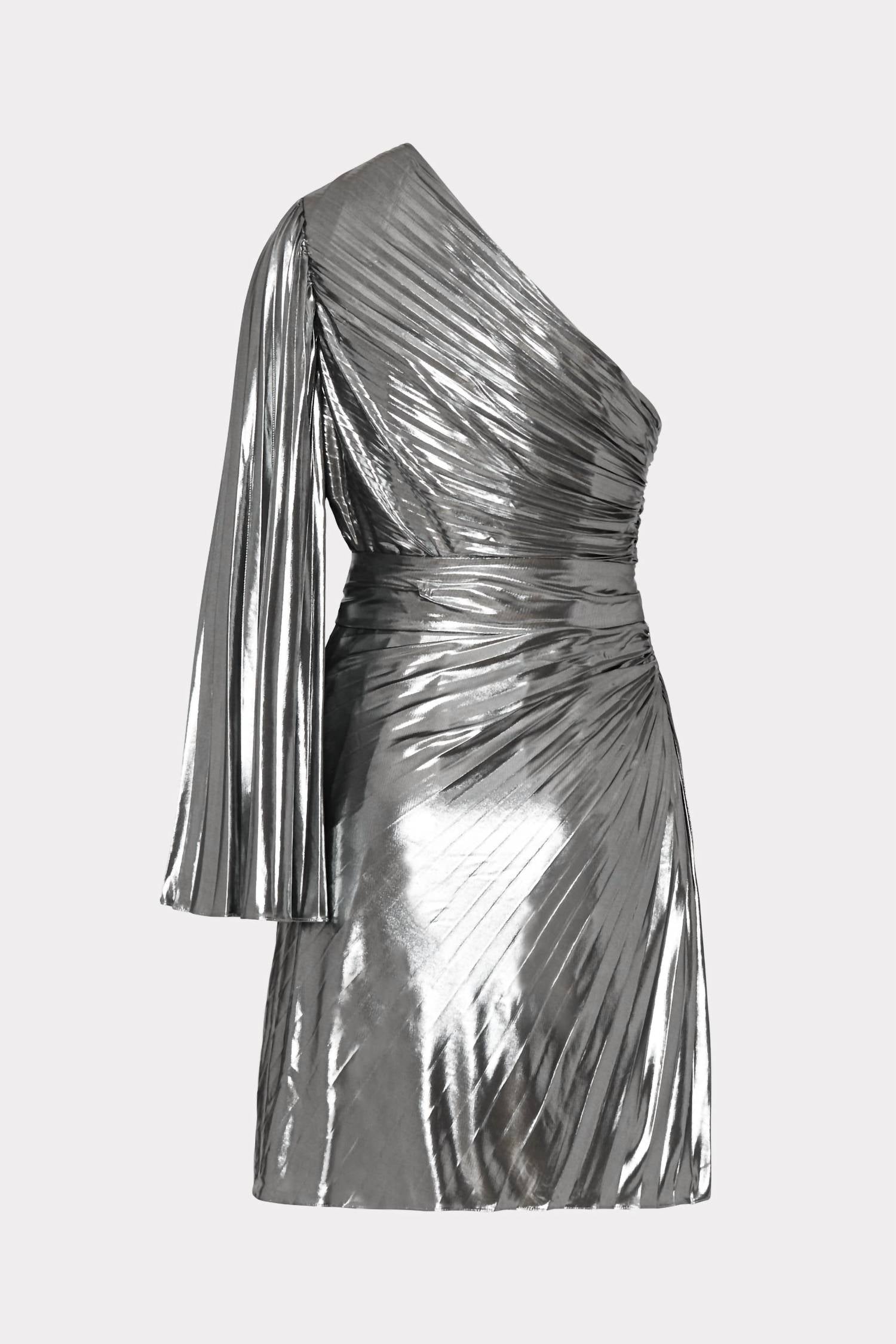 LINDEN PLEATED LAME DRESS