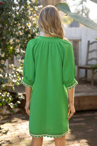 Voy - Scallop And Stripe Band Detailed Shift Dress