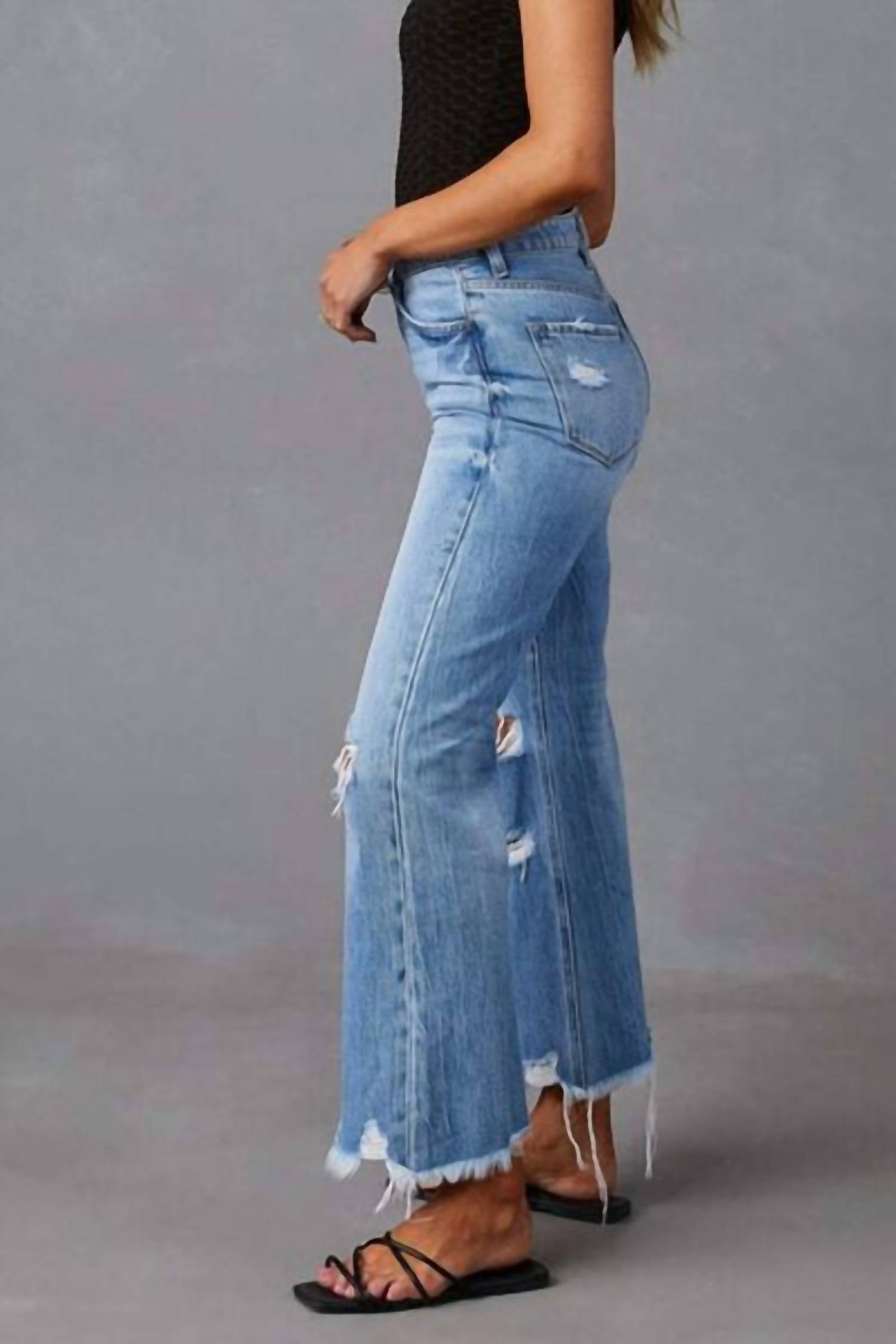 Mutig - Sienna Raw Hem Wide Leg Jeans
