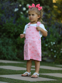 Rylee Faith Designs - Bow Denim Overall Dress