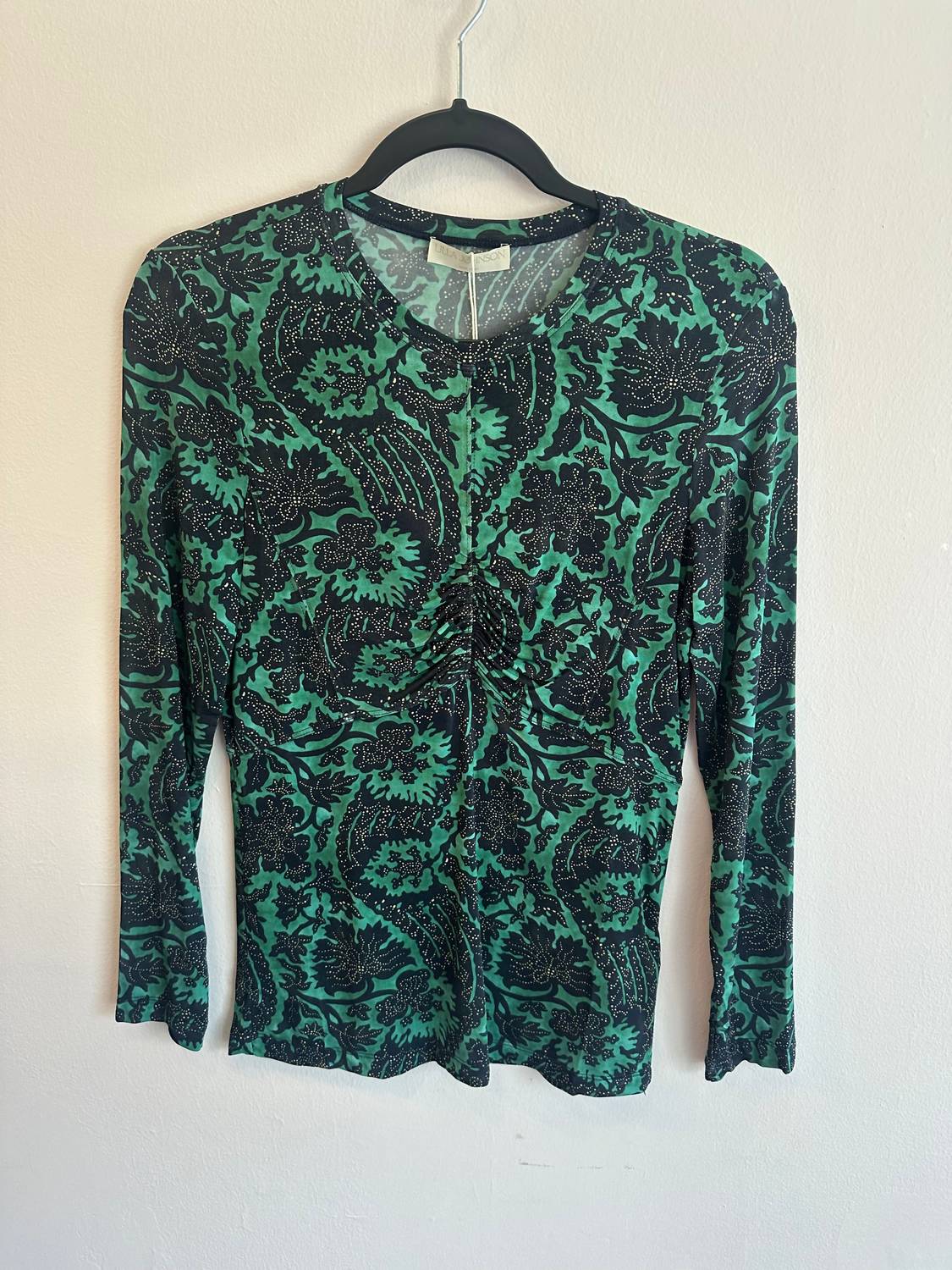 Ulla Johnson Women's Neri Long Sleeve Ruched Top in verde - women's long sleeve top