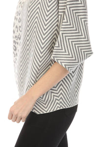 Joseph Ribkoff - Mix Pattern Boxy Sweater Top