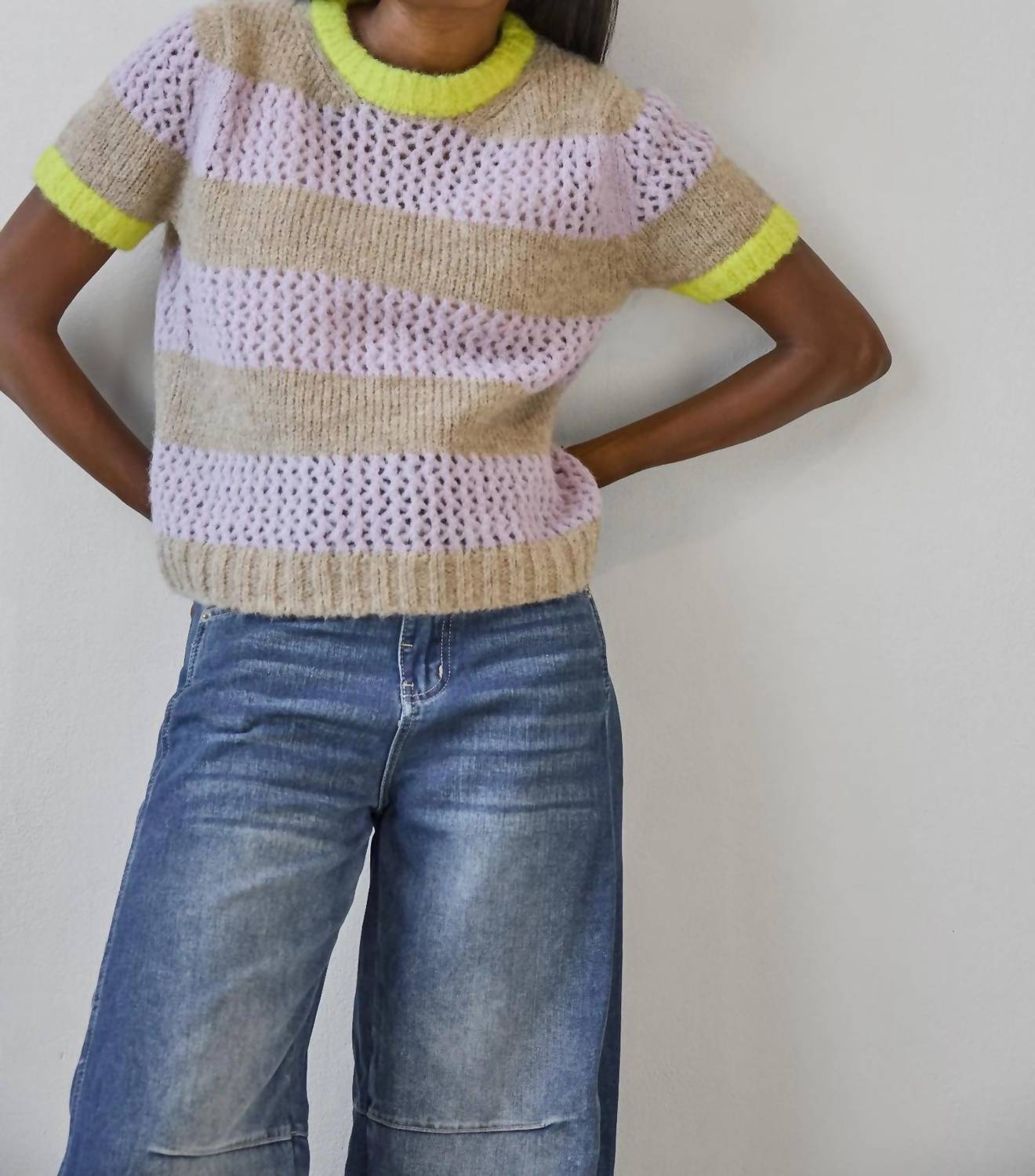 Lilla P - Short Sleeve Stripe Sweater