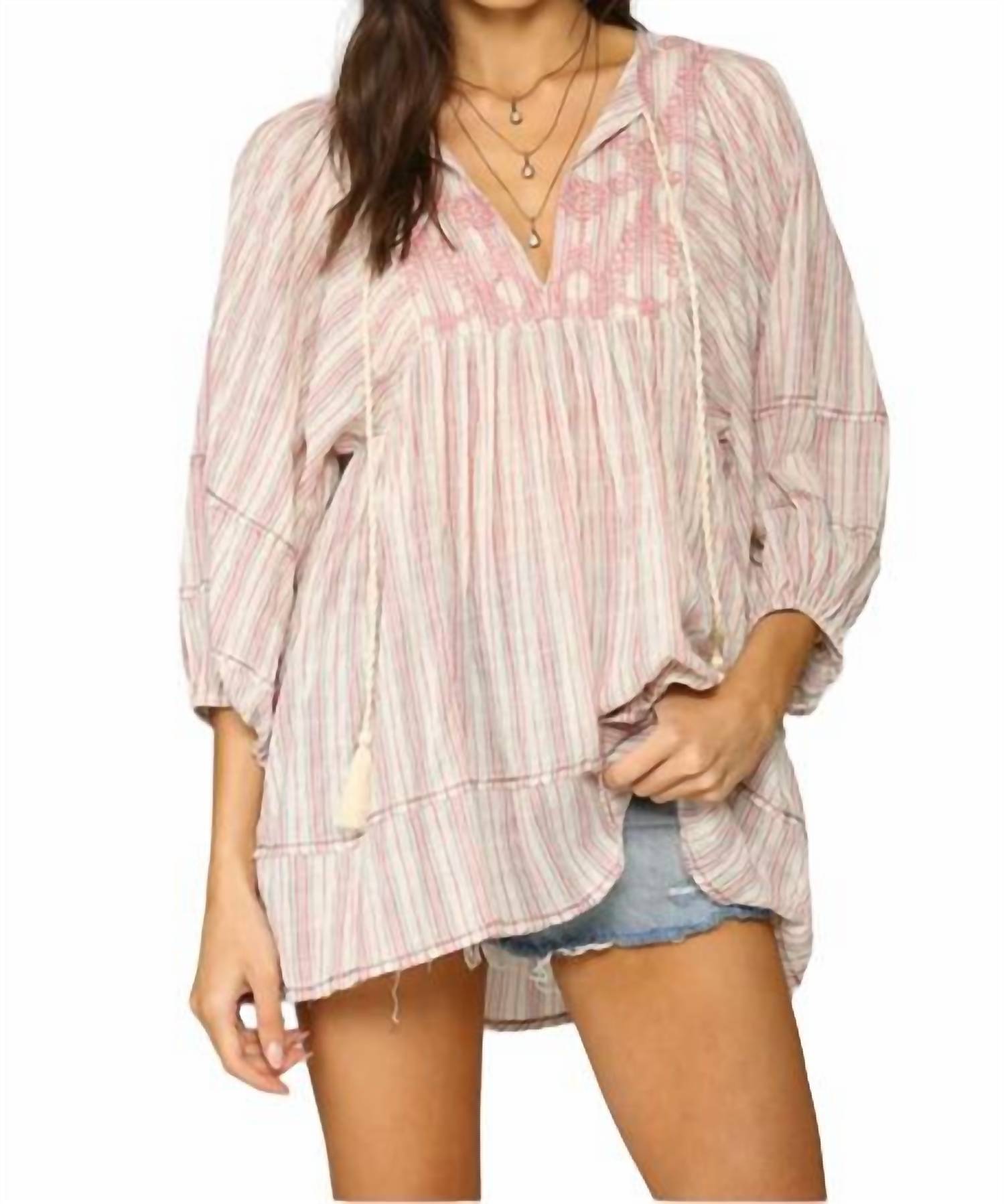 Quarter Sleeve Woven Gauze with Embo Short Dress