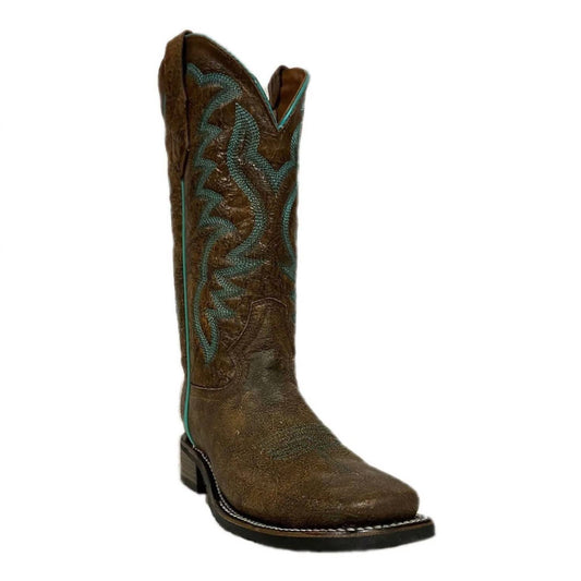 Women's Peanut Embroidery Wide Square Toe Western Boots