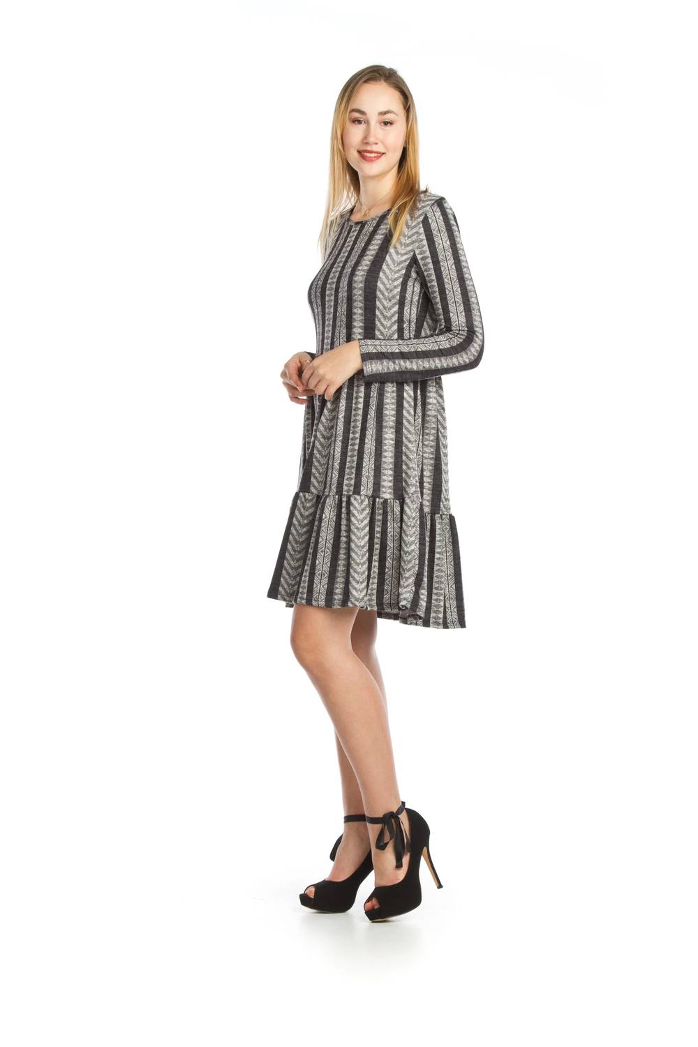 Papillon - Geo Tiered Stretch Sweater Dress