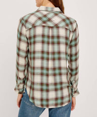 Rails Hunter Button Down Shirt in birch olive teal - women's shirt - detail view