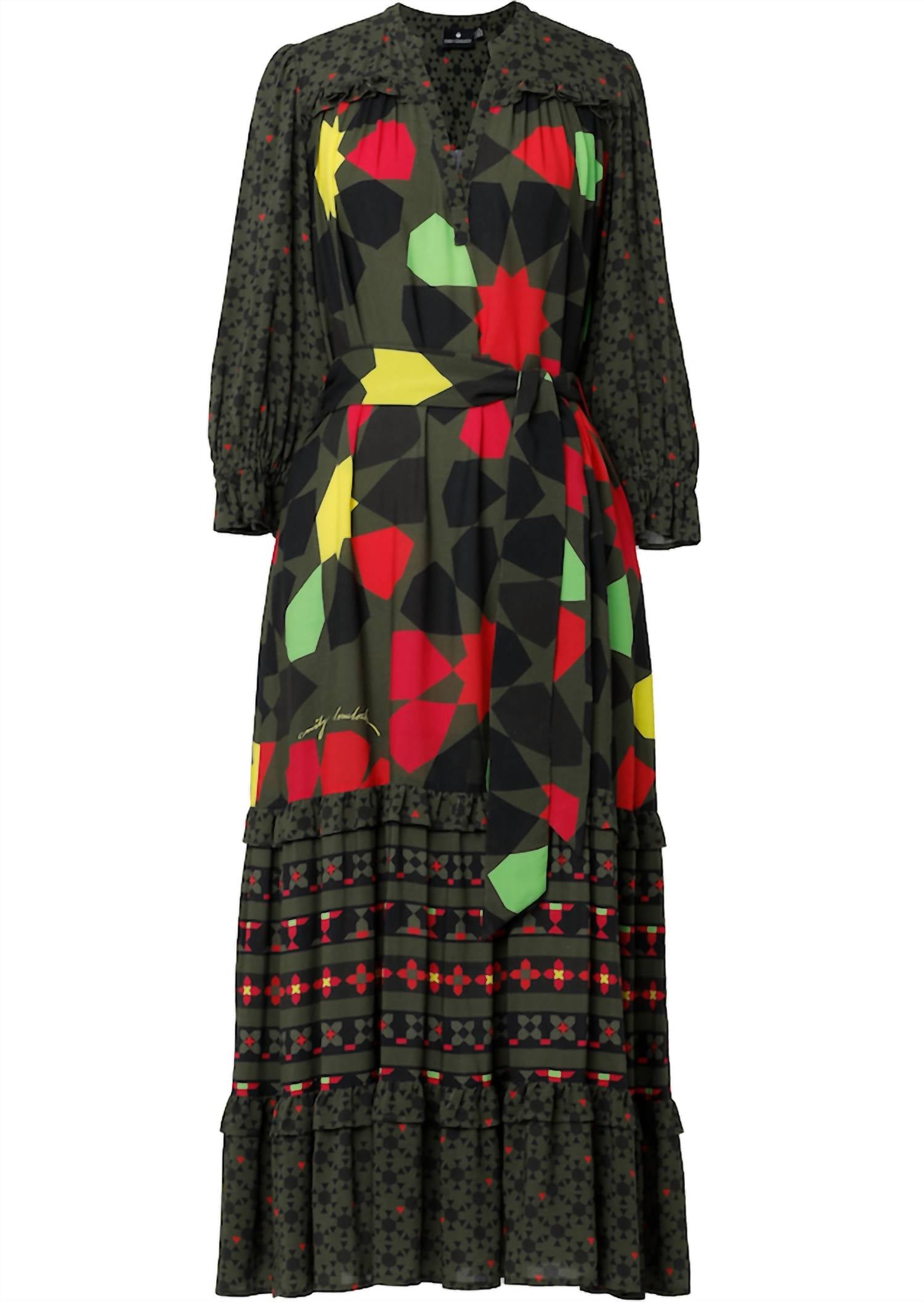 Emily Lovelock - Adela Geometric Print Midi Dress